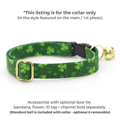 Shamrock Cat Collar - "Shamrock Toss" - St. Patrick's Day Green Cat Collar / Irish, St. Paddy / Breakaway Buckle or Non-Breakaway / Cat, Kitten + Small Dog Sizes