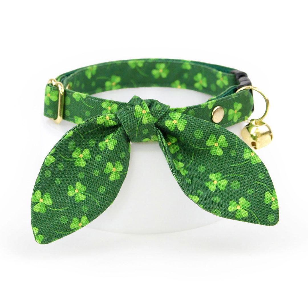 Shamrock Cat Collar - "Shamrock Toss" - St. Patrick's Day Green Cat Collar / Irish, St. Paddy / Breakaway Buckle or Non-Breakaway / Cat, Kitten + Small Dog Sizes