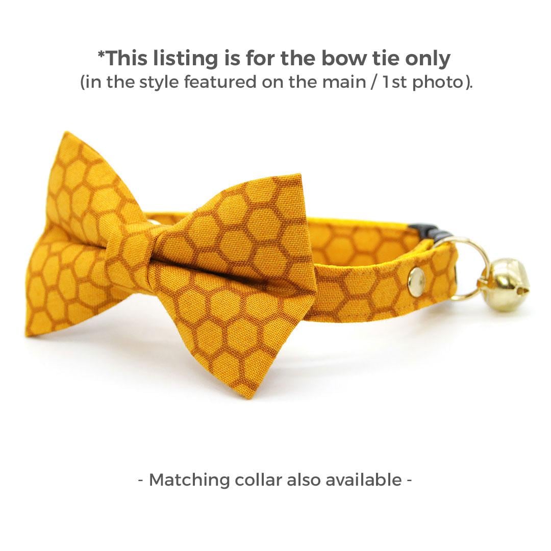 Bee Lover Cat Bow Tie - "Honeycomb" - Honey Yellow Bow Tie for Cat Collar / Cat, Kitten + Small Dog Bowtie