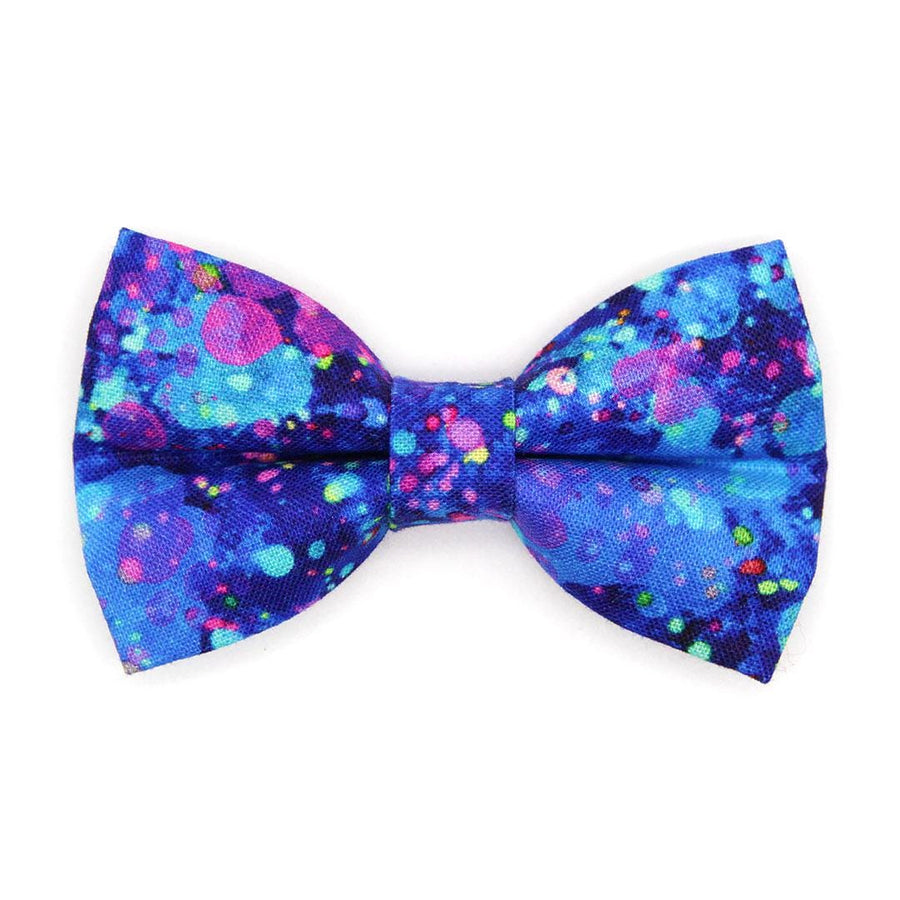 Retro Fun Cat Bow Tie - "Neon Nebula" - Galaxy Blue & Purple Space Bow Tie for Cat Collar / 80s, Vaporwave / Cat, Kitten + Small Dog Bowtie