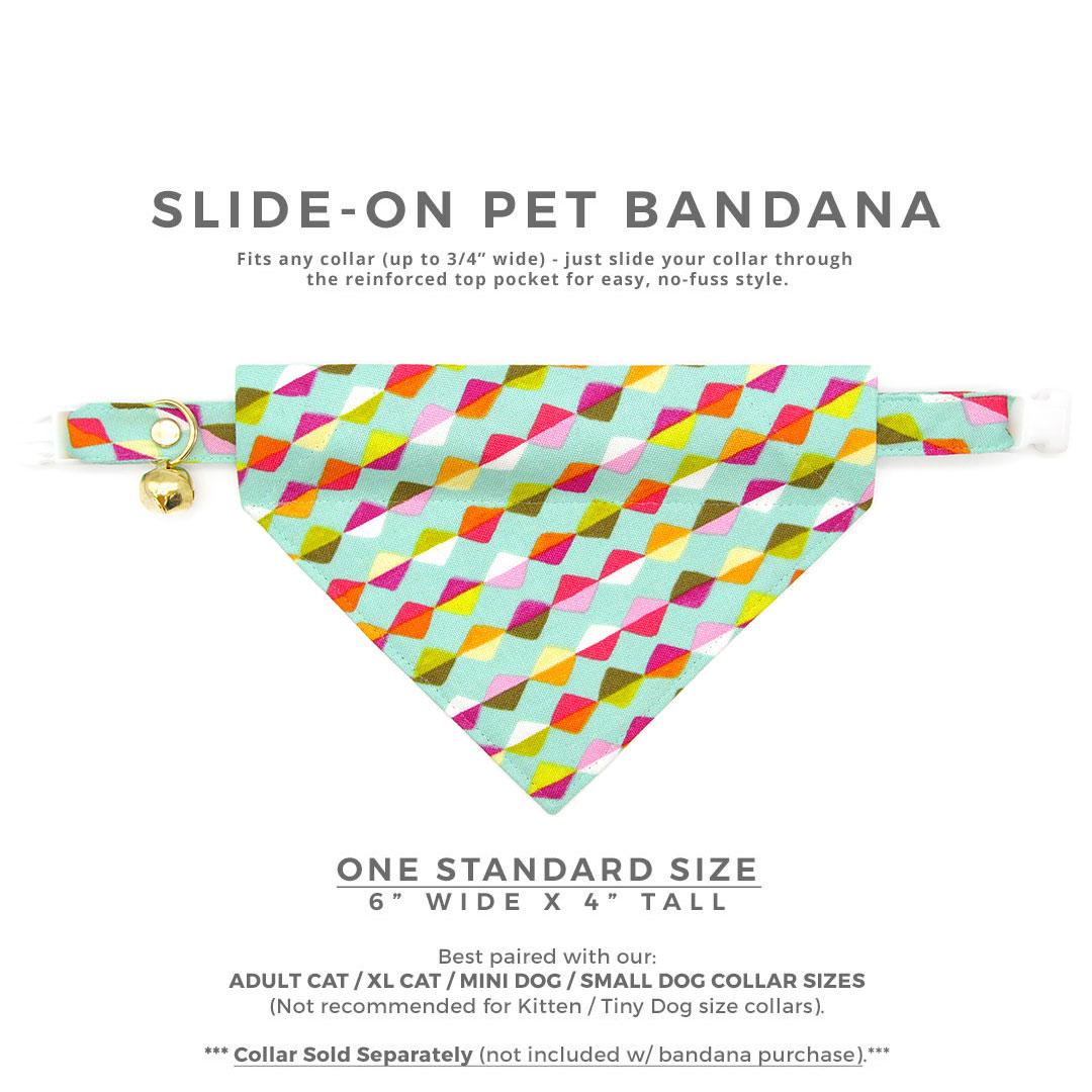 Kite Cat Bandana - "Kite Dreams" - Mint Bandana for Cat + Small Dog / Fun, Modern, Arty, Unique / Slide-on Bandana