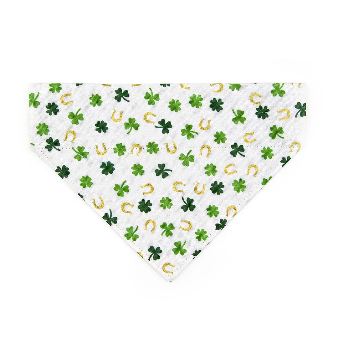 St. Patrick's Day Cat Bandana - "Lucky Horseshoes" - Shamrock Bandana for Cat + Small Dog / Irish, Clover / Slide-on Pet Bandana