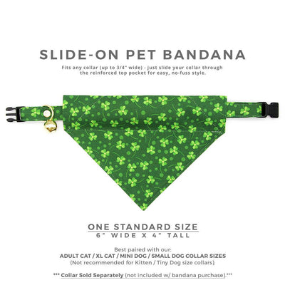 Shamrock Cat Bandana - "Shamrock Toss" - St. Patrick's Day Green Bandana for Cat + Small Dog / Irish, Clover / Slide-on Bandana