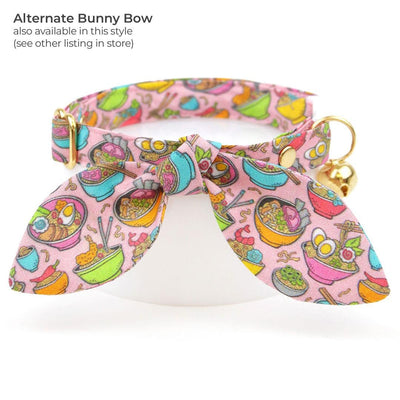 Ramen Cat Bandana - "Ramen Love - Pink" - Noodles Bandana for Cat + Small Dog / Cute, Food, Fun, Asian, Girl Cat / Slide-on Bandana