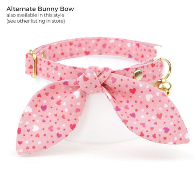 Heart Cat Collar + Flower Set - "Cupid Confetti" - Cute Cat Collar w/ Baby Pink Felt Flower (Detachable) / Valentine's Day / Cat, Kitten + Small Dog Sizes