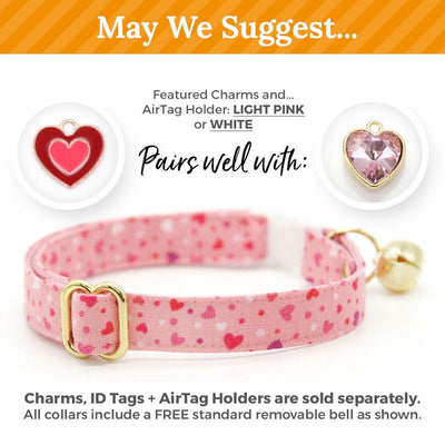 Heart Bow Tie + Cat Collar Set - "Cupid Confetti" - Pink Cat Collar with Bow Tie / Valentine's Day / Cat, Kitten, Small Dog Sizes