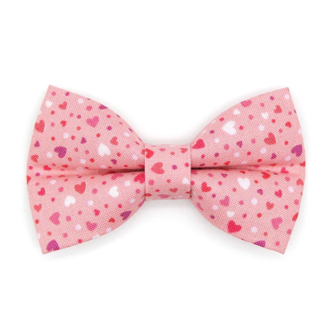 Heart Bow Tie + Cat Collar Set - "Cupid Confetti" - Pink Cat Collar with Bow Tie / Valentine's Day / Cat, Kitten, Small Dog Sizes