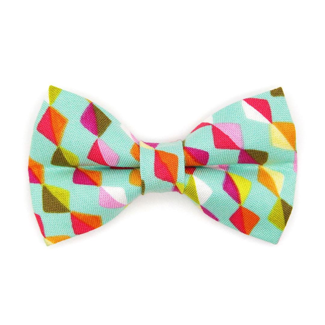 Kite Bow Tie + Cat Collar Set - "Kite Dreams" - Mint Cat Collar with Bow Tie / Arty, Modern, Fun / Cat, Kitten, Small Dog Sizes