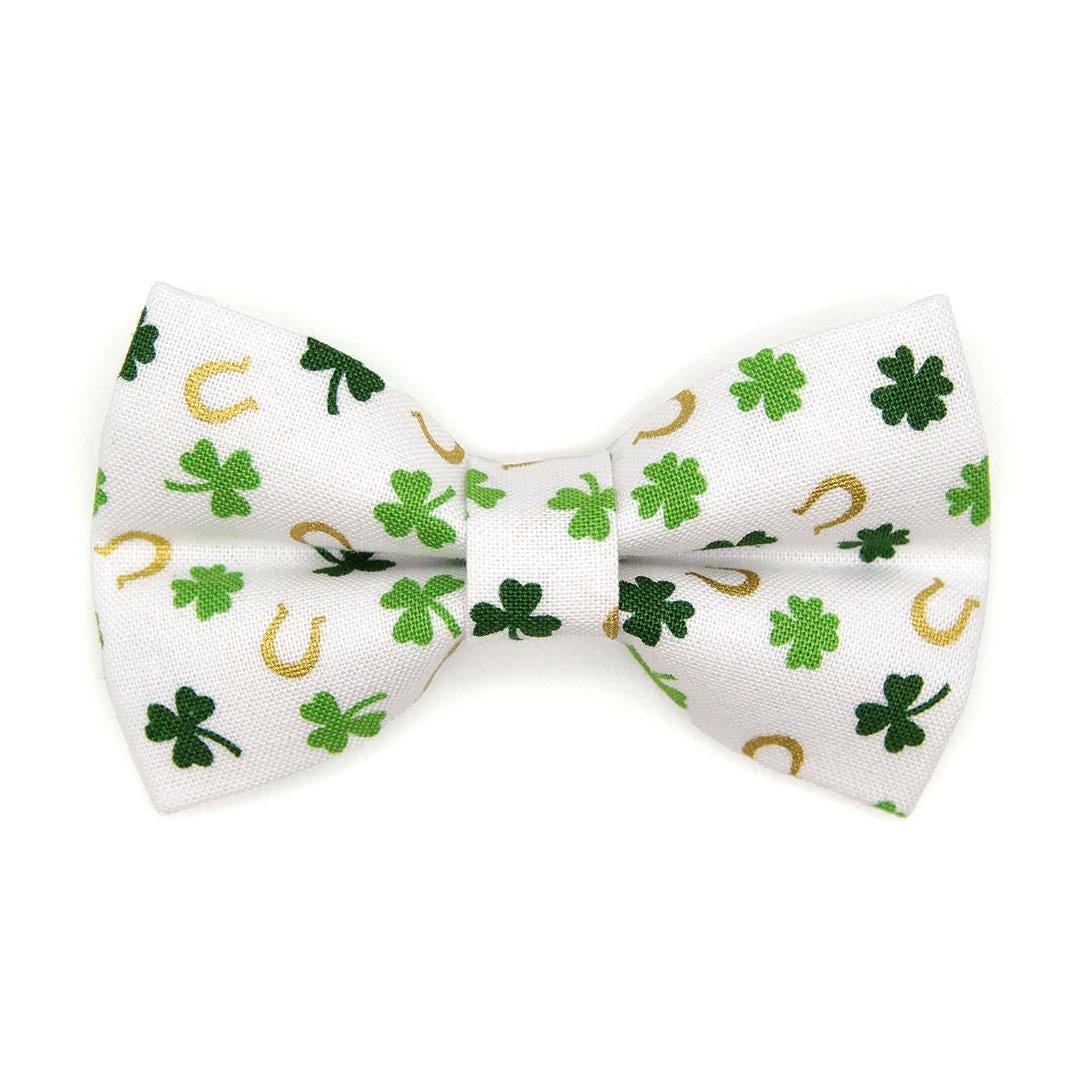 Lucky Bow Tie + Cat Collar Set - "Lucky Horseshoes" - St. Patrick's Day Shamrock Cat Collar with Bow Tie / St. Paddy, Irish / Cat, Kitten, Small Dog Sizes
