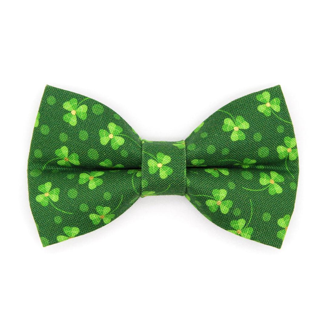 Shamrock Bow Tie + Cat Collar Set - "Shamrock Toss" - St. Patrick's Day Green Cat Collar with Bow Tie / Irish, Lucky / Cat, Kitten, Small Dog Sizes