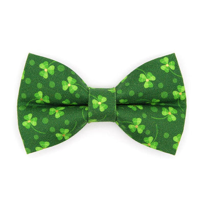 Shamrock Bow Tie + Cat Collar Set - "Shamrock Toss" - St. Patrick's Day Green Cat Collar with Bow Tie / Irish, Lucky / Cat, Kitten, Small Dog Sizes
