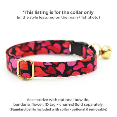 Heart Cat Collar - "Crush" - Modern Red & Pink Cat Collar / Valentine's Day / Breakaway Buckle or Non-Breakaway / Cat, Kitten + Small Dog Sizes