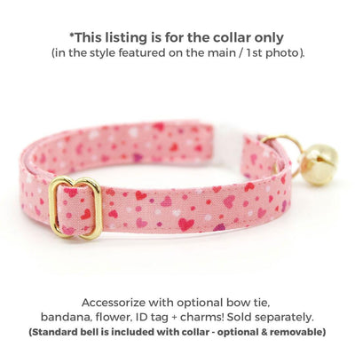 Heart Cat Collar - "Cupid Confetti" - Pink Cat Collar / Valentine's Day / Breakaway Buckle or Non-Breakaway / Cat, Kitten + Small Dog Sizes
