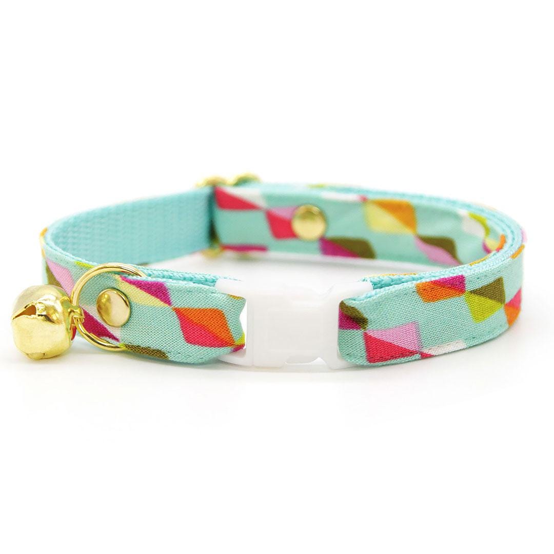 Mint Cat Collar - "Kite Dreams" - Arty, Fun & Modern Kite Cat Collar / Breakaway Buckle or Non-Breakaway / Cat, Kitten + Small Dog Sizes