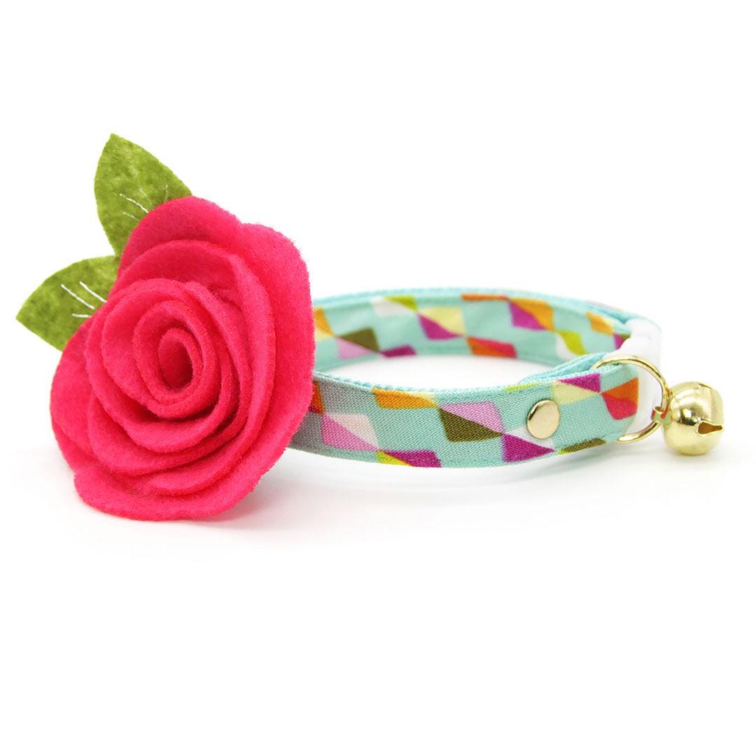 Mint Cat Collar - "Kite Dreams" - Arty, Fun & Modern Kite Cat Collar / Breakaway Buckle or Non-Breakaway / Cat, Kitten + Small Dog Sizes