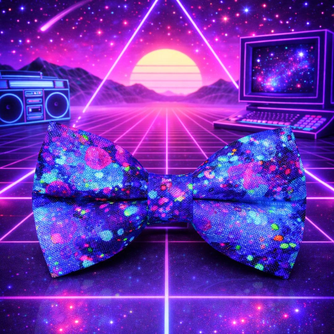 Retro Fun Cat Collar - "Neon Nebula" - Galaxy Blue & Purple Paint Spatter Cat Collar / 80s, Vaporwave / Breakaway Buckle or Non-Breakaway / Cat, Kitten + Small Dog Sizes