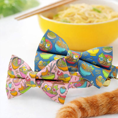 Ramen Cat Collar - "Ramen Love - Pink" - Cute Food Cat Collar / Noodles, Asian, Fun / Breakaway Buckle or Non-Breakaway / Cat, Kitten + Small Dog Sizes