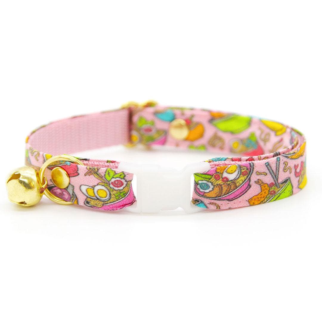 Ramen Cat Collar - "Ramen Love - Pink" - Cute Food Cat Collar / Noodles, Asian, Fun / Breakaway Buckle or Non-Breakaway / Cat, Kitten + Small Dog Sizes