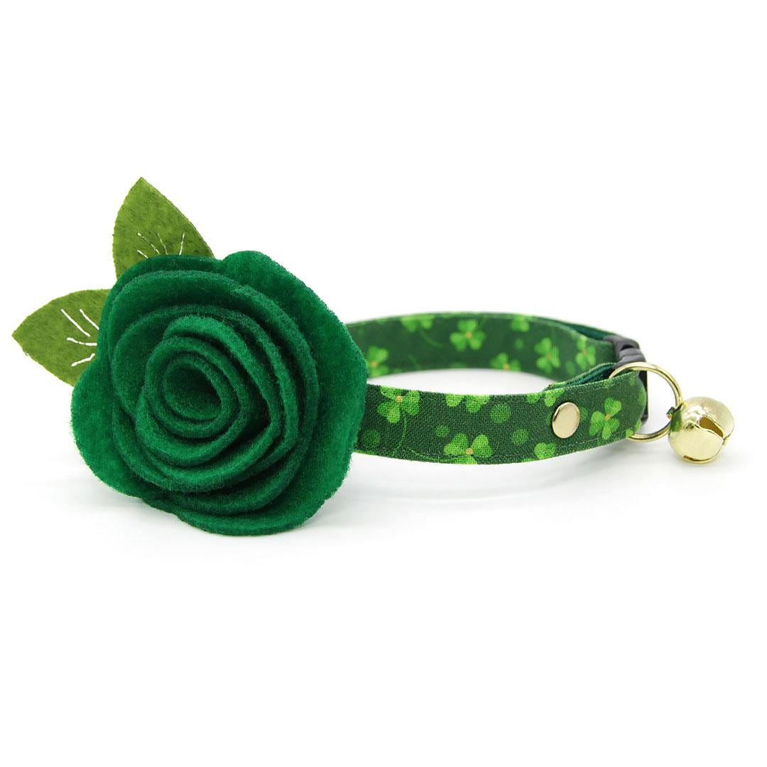 Shamrock Cat Collar - "Shamrock Toss" - St. Patrick's Day Green Cat Collar / Irish, St. Paddy / Breakaway Buckle or Non-Breakaway / Cat, Kitten + Small Dog Sizes