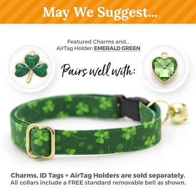 Shamrock Cat Collar - "Shamrock Toss" - St. Patrick's Day Green Cat Collar / Irish, St. Paddy / Breakaway Buckle or Non-Breakaway / Cat, Kitten + Small Dog Sizes