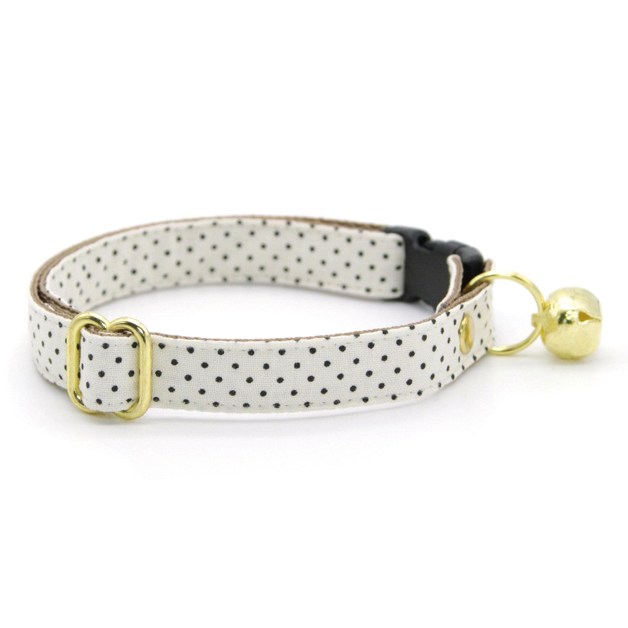 Cat Collar and Bunny Ear Bow Set - "Biscotti" - Retro Chic Black & Ivory Polka Dot Cat Collar w/ Matching Bunny Bow Tie / Wedding / Tie-On Scarf / Cat, Kitten + Small Dog Sizes