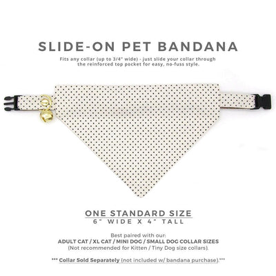 Polka Dot Cat Bandana - "Biscotti" - Cream Retro Polka Dot Bandana for Cat + Small Dog / Black & Ivory White, Wedding / Slide-on Bandana