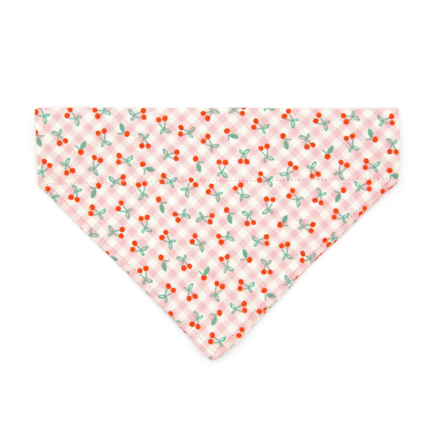 Cherry Cat Bandana - "Cherry Jubilee" - Pink Gingham Cherries Bandana for Cat + Small Dog / Fruit, Spring, Summer / Slide-on Bandana