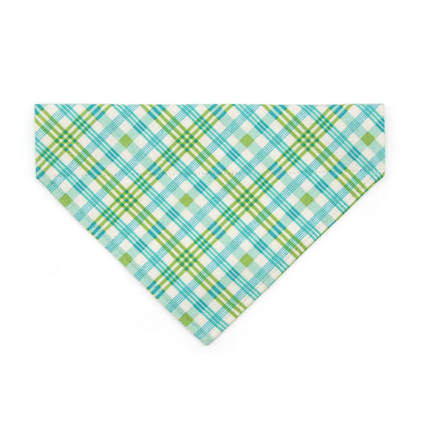 Plaid Cat Bandana - "Gable Plaid" - Teal & Green Plaid Bandana for Cat + Small Dog / Spring + Summer / Slide-on Bandana