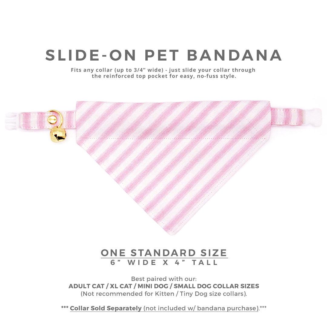 Pink Cat Bandana - "Veranda - Pink" - Striped Bandana for Cat + Small Dog / Spring, Stripes, Easter, Derby, Wedding / Slide-on Bandana