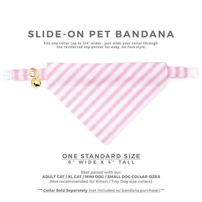 Pink Cat Bandana - "Veranda - Pink" - Striped Bandana for Cat + Small Dog / Spring, Stripes, Easter, Derby, Wedding / Slide-on Bandana