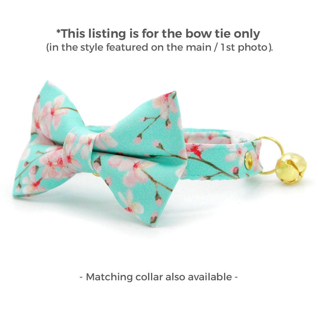Floral Cat Bow Tie - "Cherry Blossoms" - Spring Sakura Bow Tie for Cat Collar / Spring, Japanese / Cat, Kitten + Small Dog Bowtie