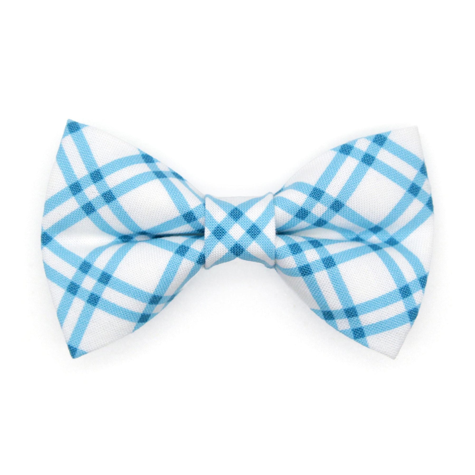 Blue Bow Tie Cat Collar Set - "Skylight" - Blue Check Plaid Cat Collar with Bow Tie / Spring, Summer, Nautical, Coastal / Cat, Kitten, Small Dog Sizes