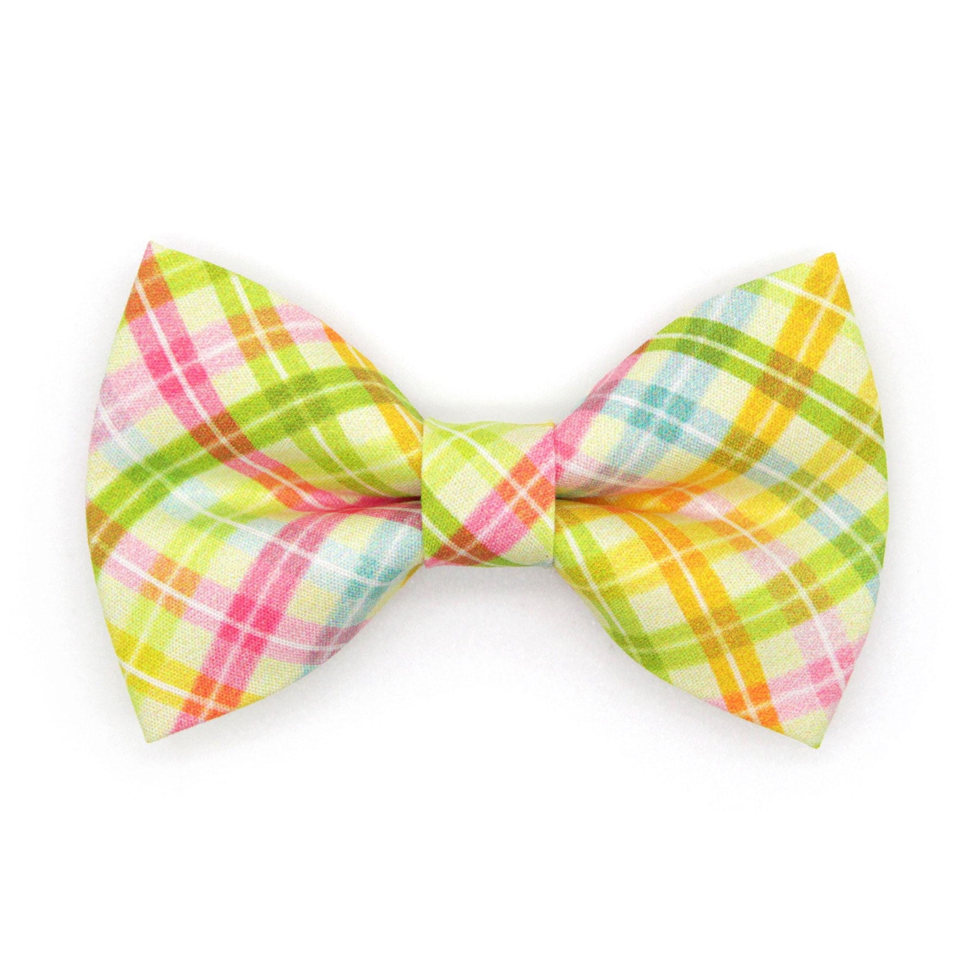 Spring Plaid Bow Tie Cat Collar Set - "Spring Basket" - Yellow Pastel Plaid Cat Collar with Bow Tie / Easter, Summer / Cat, Kitten, Small Dog Sizes