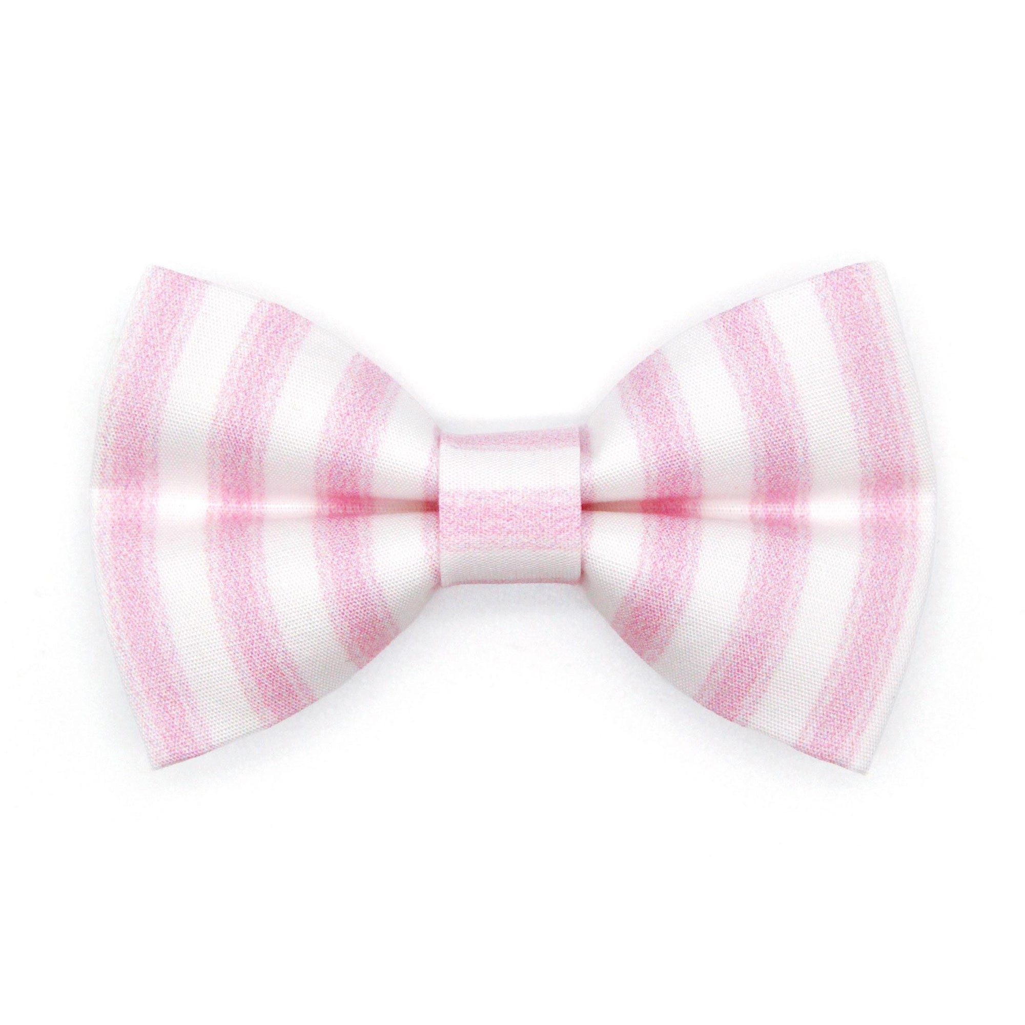 Striped Bow Tie Cat Collar Set - "Veranda - Pink" - Pink Stripes Cat Collar with Bow Tie / Spring, Summer, Seersucker, Derby, Wedding / Cat, Kitten, Small Dog Sizes