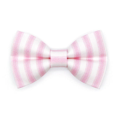 Striped Bow Tie Cat Collar Set - "Veranda - Pink" - Pink Stripes Cat Collar with Bow Tie / Spring, Summer, Seersucker, Derby, Wedding / Cat, Kitten, Small Dog Sizes