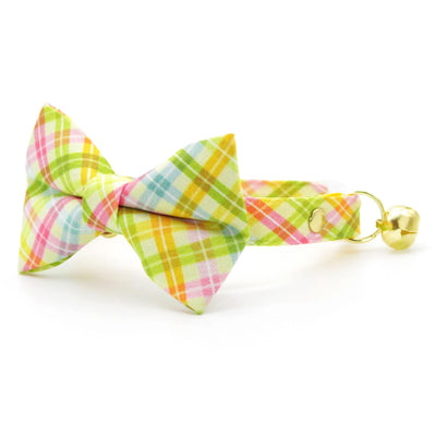 Spring Plaid Cat Collar - "Spring Basket" - Yellow Pastel Plaid Cat Collar / Easter, Summer / Breakaway Buckle or Non-Breakaway / Cat, Kitten + Small Dog Sizes