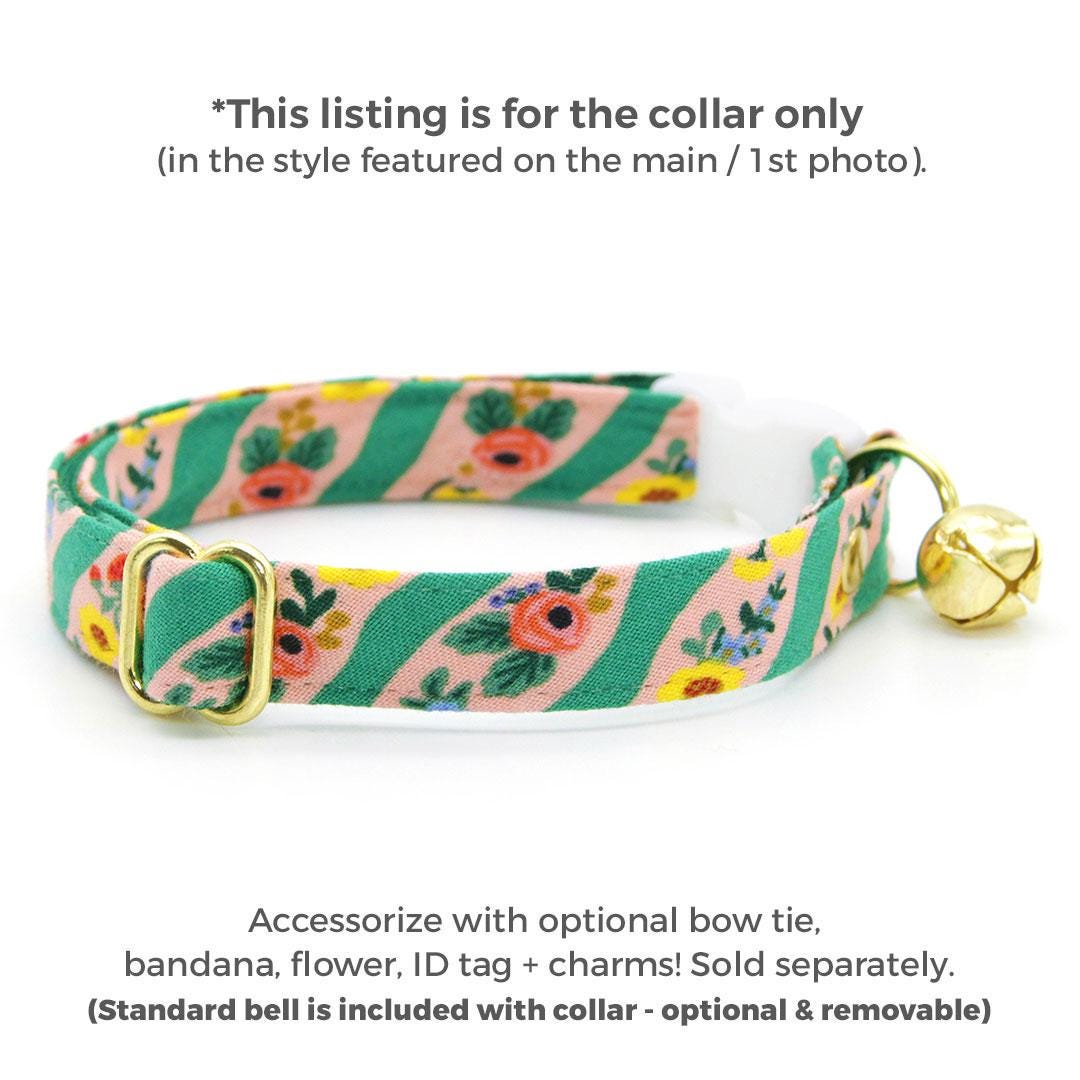 Rifle Paper Co® Cat Collar - "Arbor Rose" - Pink & Green Floral Cat Collar / Spring, Summer, Garden Lover / Breakaway Buckle or Non-Breakaway / Cat, Kitten + Small Dog Sizes