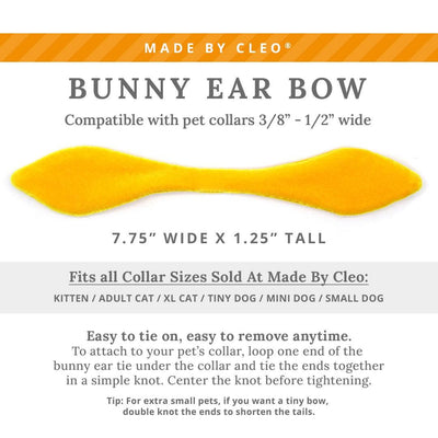 Cat Collar & Bunny Ear Bow Set - "Velvet - Marigold" - Vibrant Saffron Orange Yellow Velvet Cat Collar w/ Matching Bunny Bow Tie / Wedding, Birthday, Spring, Easter, Summer / Cat, Kitten + Small Dog Sizes