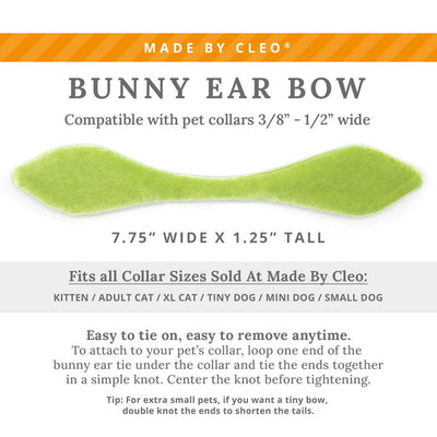 Cat Collar & Bunny Ear Bow Set - "Velvet - Apple Green" - Light Spring Green Velvet Cat Collar w/ Matching Bunny Bow Tie / Wedding, Birthday, Spring, Easter, Summer / Cat, Kitten + Small Dog Sizes