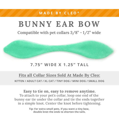 Cat Collar & Bunny Ear Bow Set - "Velvet - Mint" - Pastel Mint Green Velvet Cat Collar w/ Matching Bunny Bow Tie / Wedding, Birthday, Spring, Easter, Summer / Cat, Kitten + Small Dog Sizes