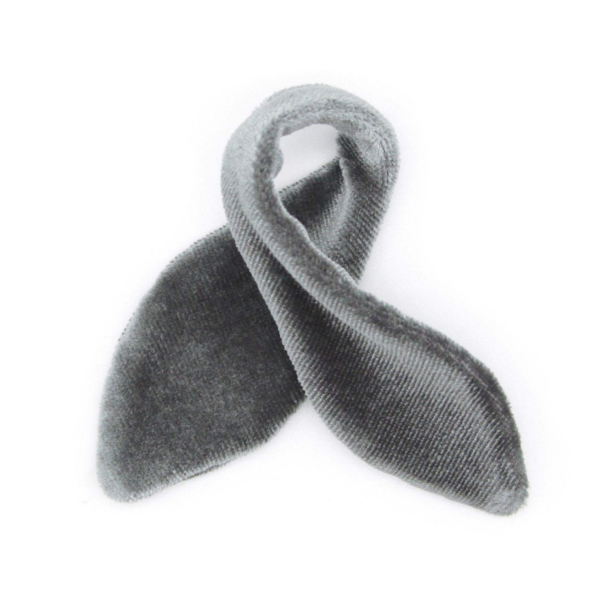 Cat Collar & Bunny Ear Bow Set - "Velvet - Storm Gray" - Dark Grey Velvet Cat Collar w/ Matching Bunny Bow Tie / Wedding, Birthday / Cat, Kitten + Small Dog Sizes