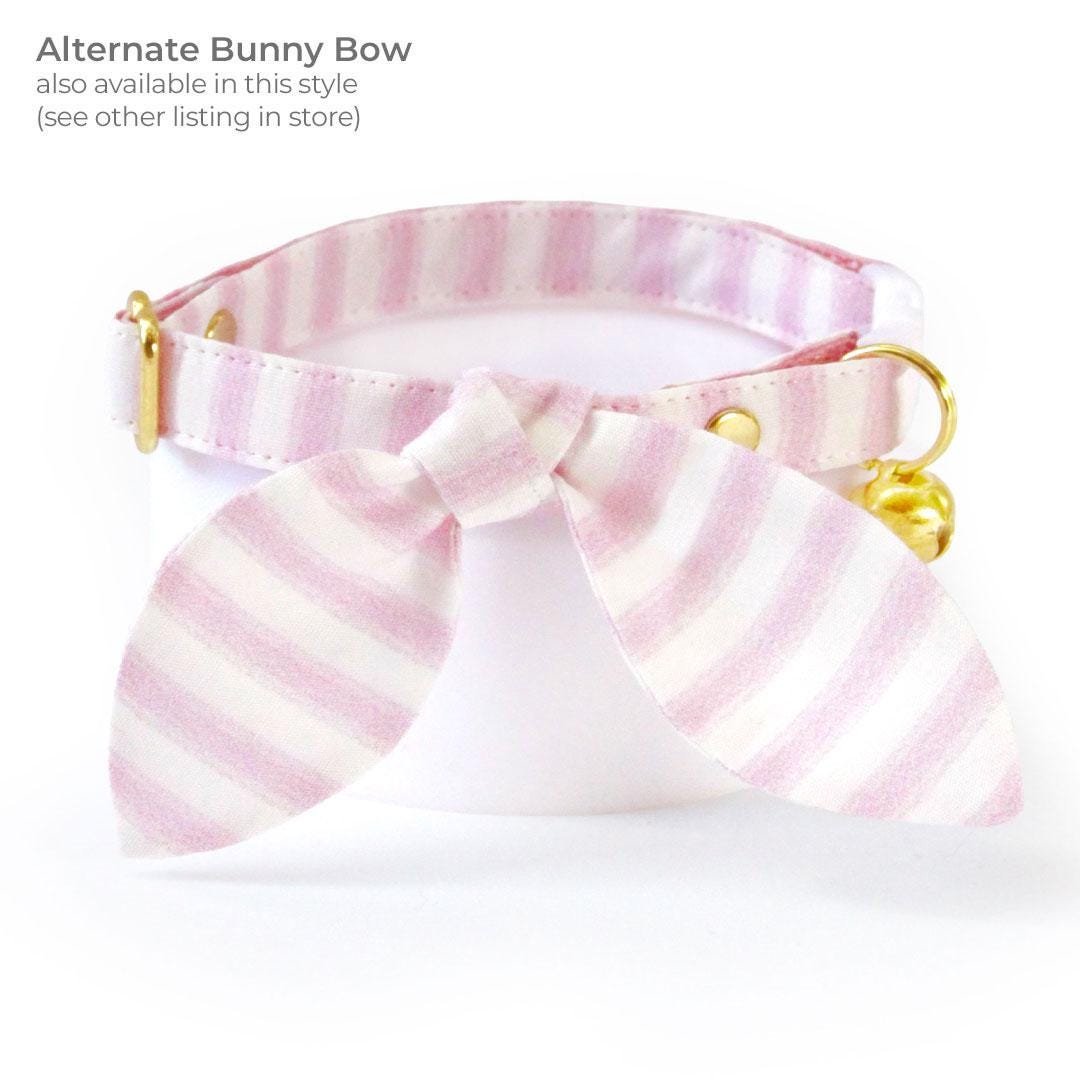 Pink Cat Bandana - "Veranda - Pink" - Striped Bandana for Cat + Small Dog / Spring, Stripes, Easter, Derby, Wedding / Slide-on Bandana