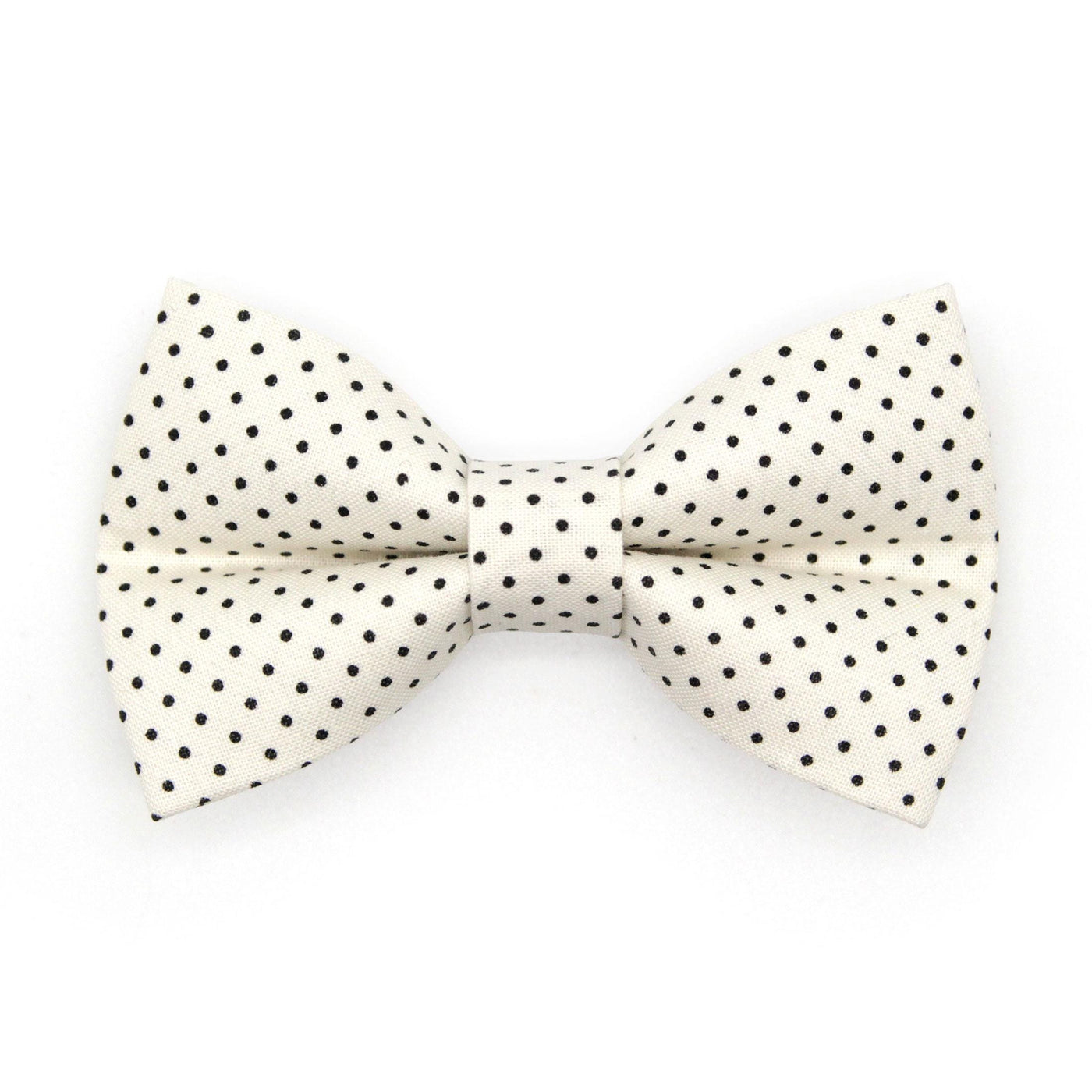 Polka Dot Cat Bow Tie - "Biscotti" - Retro Chic Black & Ivory Polka Dot Bow Tie for Cat Collar / Wedding, Cream, Light Beige, Classic / Cat, Kitten + Small Dog Bowtie