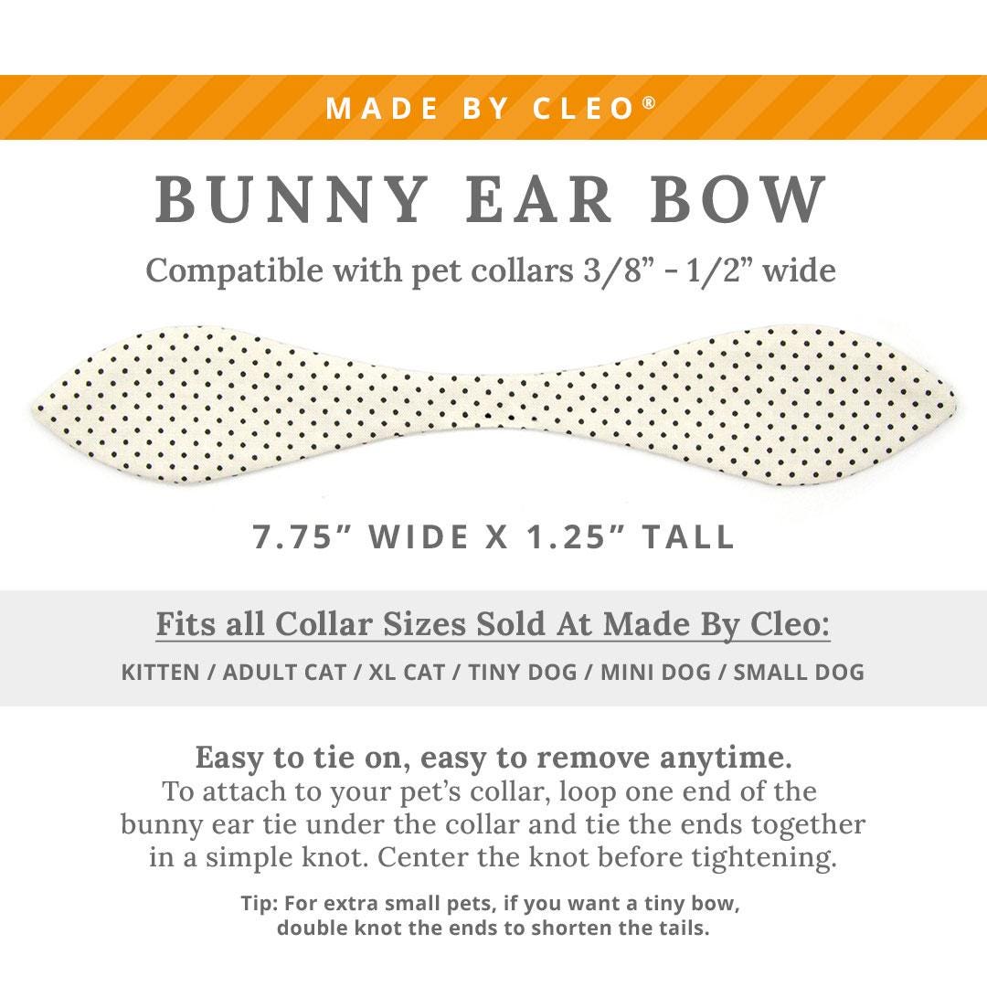 Cat Collar and Bunny Ear Bow Set - "Biscotti" - Retro Chic Black & Ivory Polka Dot Cat Collar w/ Matching Bunny Bow Tie / Wedding / Tie-On Scarf / Cat, Kitten + Small Dog Sizes