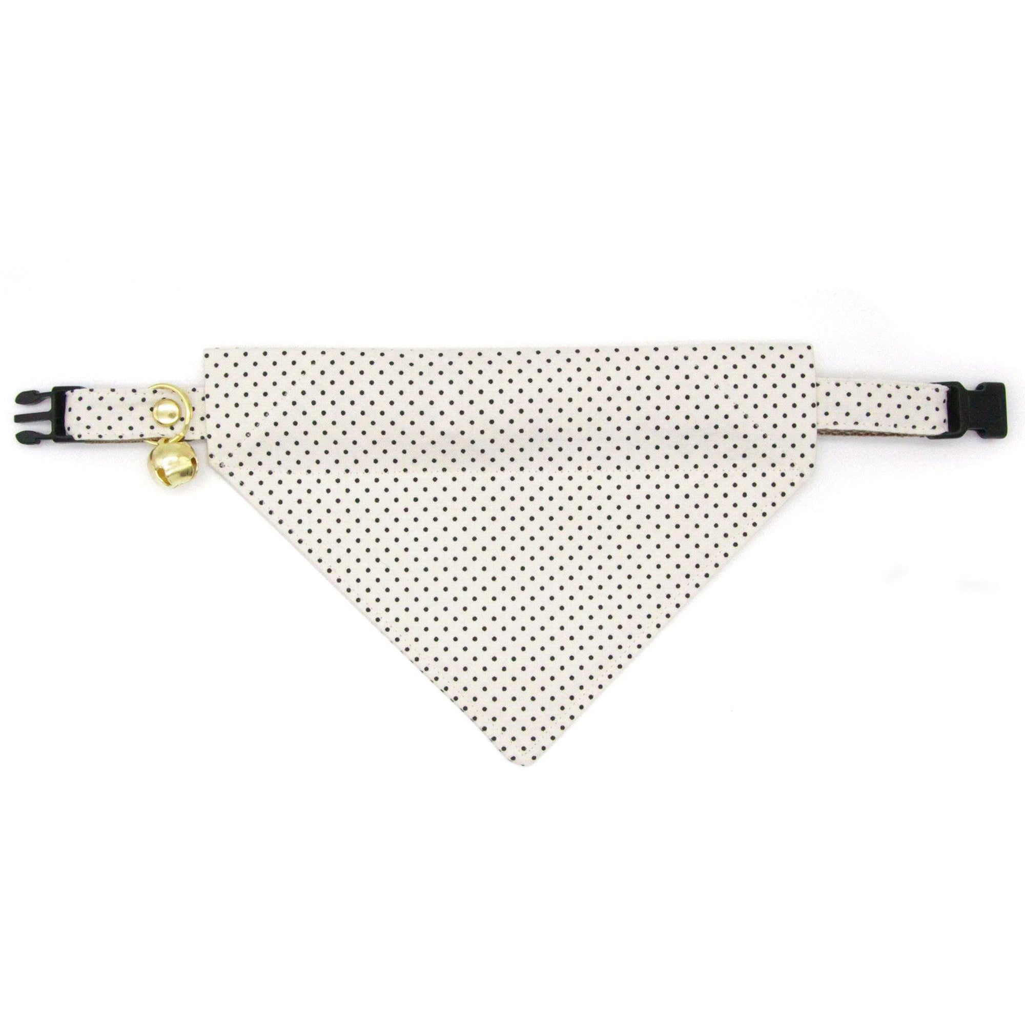 Polka Dot Cat Collar - "Biscotti" - Retro Chic Black Swiss Dots on Cream Cat Collar / Elegant, Ivory, Light Beige, Classic / Breakaway Buckle or Non-Breakaway / Cat, Kitten + Small Dog Sizes