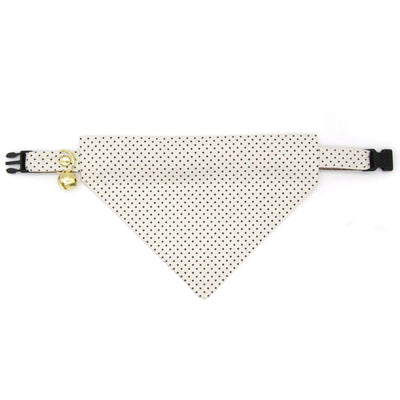 Polka Dot Cat Collar - "Biscotti" - Retro Chic Black Swiss Dots on Cream Cat Collar / Elegant, Ivory, Light Beige, Classic / Breakaway Buckle or Non-Breakaway / Cat, Kitten + Small Dog Sizes