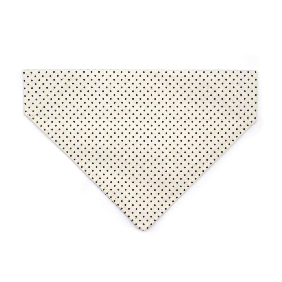Polka Dot Cat Bandana - "Biscotti" - Cream Retro Polka Dot Bandana for Cat + Small Dog / Black & Ivory White, Wedding / Slide-on Bandana