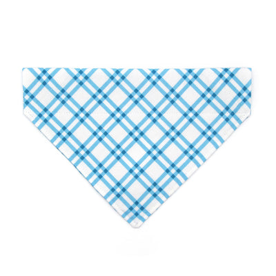 Blue Plaid Cat Bandana - "Skylight" - Check Plaid Bandana for Cat + Small Dog / Spring, Summer, Preppy, Nautical / Slide-on Bandana