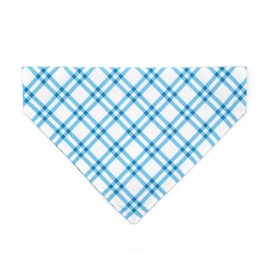 Blue Plaid Cat Bandana - "Skylight" - Check Plaid Bandana for Cat + Small Dog / Spring, Summer, Preppy, Nautical / Slide-on Bandana