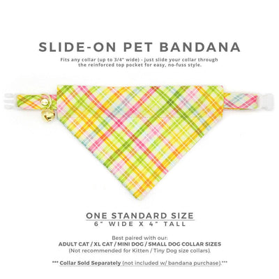 Spring Plaid Cat Bandana - "Spring Basket" - Yellow Pastel Plaid Bandana for Cat + Small Dog / Easter, Summer / Slide-on Bandana